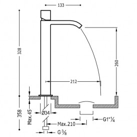 Смеситель для раковины Tres Cuadro Tres однорычажный с каскадным изливом хром 00681002