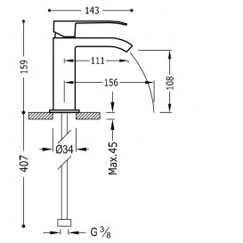Змішувач для раковини Tres Cuadro Tres одноважільний з каскадним виливом хром 00611001