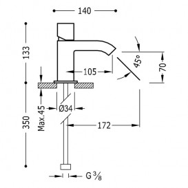 Смеситель для раковины Tres Cuadro Tres однорычажный хром 107103