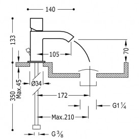 Смеситель для раковины Tres Cuadro Tres однорычажный с донным клапаном хром 107103DA