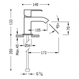 Змішувач для раковини Tres Cuadro Tres одноважільний хром 106103