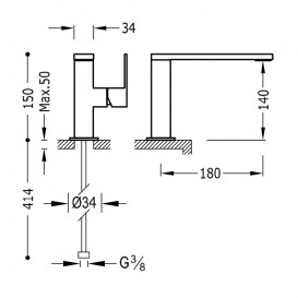 Змішувач для раковини Tres Cuadro Tres одноважільний з виливом 34х10 мм хром 10620501