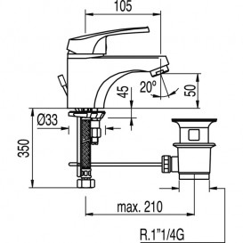 Смеситель для раковины Tres Eco-tres однорычажный с донным клапаном хром 17510402