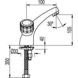 Змішувач для раковини Tres Ese-23 двохвентильний хром 123103