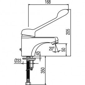 Смеситель для раковины Tres Eсо-tres с медицинским рычагом хром 1701030211