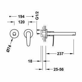 Змішувач для раковини Tres Flat-Tres настінний одноважільний хром 20430002