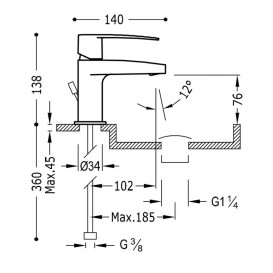 Змішувач для раковини Tres Flat-tres одноважільний з донним клапаном хром 20410301D