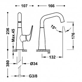 Змішувач для раковини Tres Fuji одноважільний хром 28144701