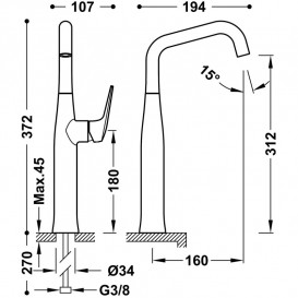 Змішувач для раковини Tres Fuji XXL одноважільний матовий чорний 28184701NM