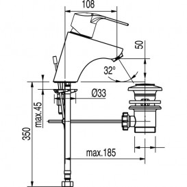 Змішувач для раковини Tres К-Tres одноважільний з донним клапаном хром 169103DA