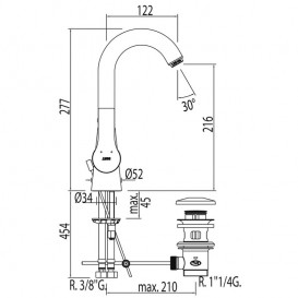 Смеситель для раковины Tres К-Tres однорычажный с донным клапаном хром 06930802D