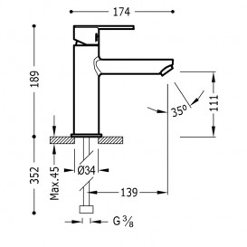 Смеситель для раковины Tres Lex-tres однорычажный хром 181203