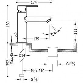 Змішувач для раковини Tres Lex-tres одноважільний з донним клапаном хром 186203