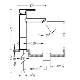 Смеситель для раковины Tres Lex-tres однорычажный с донным клапаном хром 186217