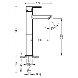Смеситель для раковины Tres Lex-tres однорычажный с донным клапаном хром 186207