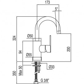 Смеситель для раковины Tres Lex-tres однорычажный с поворотным изливом хром 181403