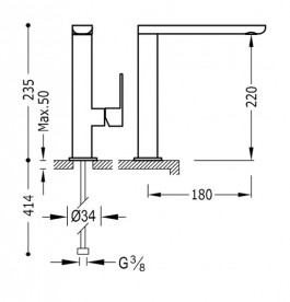 Смеситель для раковины Tres Loft colors однорычажный черный/хром 20020502NE