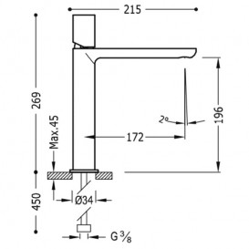 Змішувач для раковини Tres Loft colors одноважільний вилив 172 мм чорний/хром 20020304NE