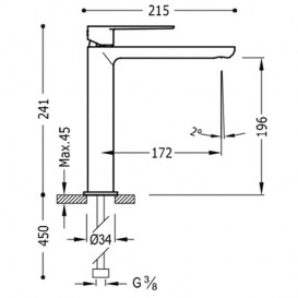 Смеситель для раковины Tres Loft colors однорычажный излив 172 мм фуксия/хром 20020303FU