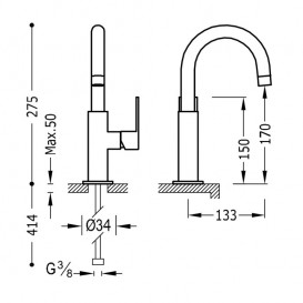 Смеситель для раковины Tres Loft colors однорычажный с поворотным изливом золото 20020504OR
