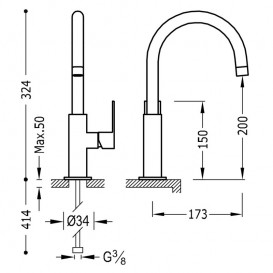 Смеситель для раковины Tres Loft colors однорычажный с поворотным изливом золото матовый 20020505OM
