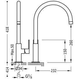 Змішувач для раковини Tres Loft colors одноважільний з поворотним виливом 232 мм білий матовий 20020506BM