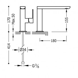 Змішувач для раковини Tres Loft colors одноважільний золото 20020501OR