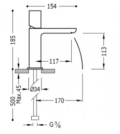 Змішувач для раковини Tres Loft-Tres з каскадним виливом хром 20010102