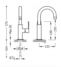 Змішувач для раковини Tres Loft-Tres одноважільний хром 20020504
