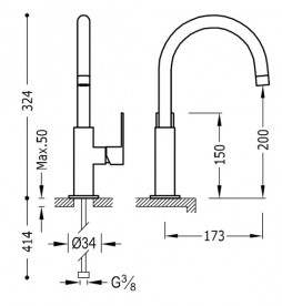 Смеситель для раковины Tres Loft-Tres однорычажный хром 20020505