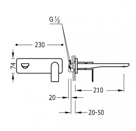 Смеситель для раковины Tres Loft-Tres однорычажный настенный хром 20020003
