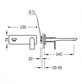 Смеситель для раковины Tres Loft-Tres однорычажный настенный хром 20020002