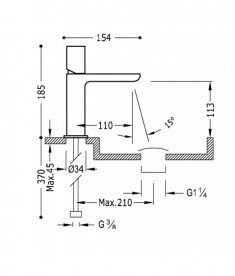 Смеситель для раковины Tres Loft-Tres с донным клапаном хром 20010302D