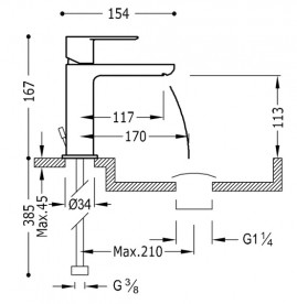 Смеситель для раковины Tres Loft-Tres с донным клапаном хром 20010301D