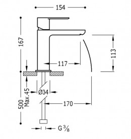 Смеситель для раковины Tres Loft-Tres с каскадным изливом хром 20010101
