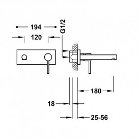Змішувач для раковини Tres Max настінний одноважільний хром 06230011