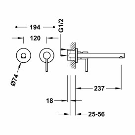 Смеситель для раковины Tres Max-Tres настенный однорычажный хром 06230002