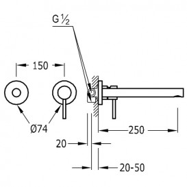 Смеситель для раковины Tres Max-Tres однорычажный настенный хром 06220003