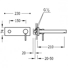 Смеситель для раковины Tres Max-Tres однорычажный настенный хром 06220002