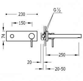 Смеситель для раковины Tres Max-Tres однорычажный настенный хром 162200