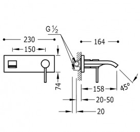 Змішувач для раковини Tres Max-Tres з каскадним виливом хром 06226010