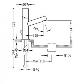 Смеситель для раковины Tres Max-Tres с донным клапаном хром 06110301D