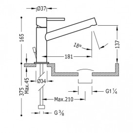 Смеситель для раковины Tres Max-Tres с донным клапаном хром 06220301D
