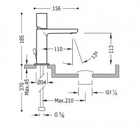 Смеситель для раковины Tres Max-Tres с донным клапаном хром 06110302D