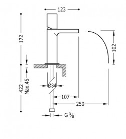 Смеситель для раковины Tres Max-Tres с открытым каскадным изливом хром 06111001