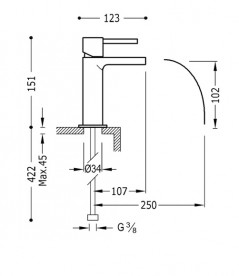 Смеситель для раковины Tres Max-Tres с открытым каскадным изливом хром 06211001