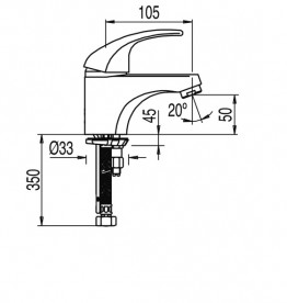 Смеситель для раковины Tres Monotres 2000 однорычажный экоэффективный хром 172104