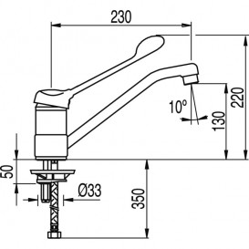 Змішувач для раковини Tres Monotres вертикальний з медичним важелем хром 17233311