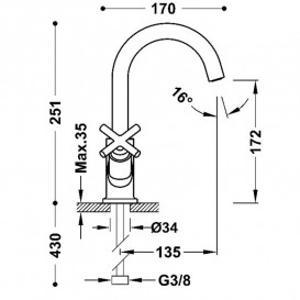 Смеситель для раковины Tres Mont Blanc двухвентильный хром 28310301