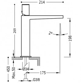 Змішувач для раковини Tres Project colors одноважільний сталь 21120302AC